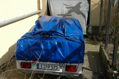 Fahrradtransport - 12 - Fixierte Abdeckplane von hinten