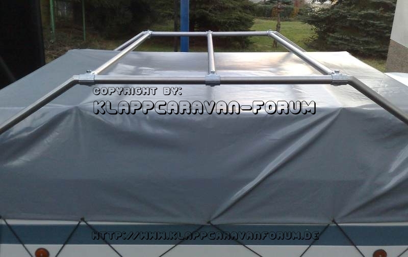 Eigenbau-Gepäckgalerie aus V2A Querstreben von der Seite